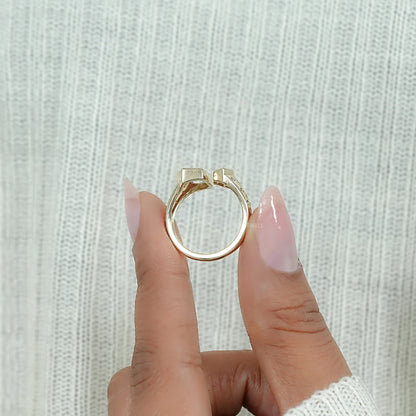 Step Cut Lab Grown Diamond Bezel Set Open Cuff Band Ring