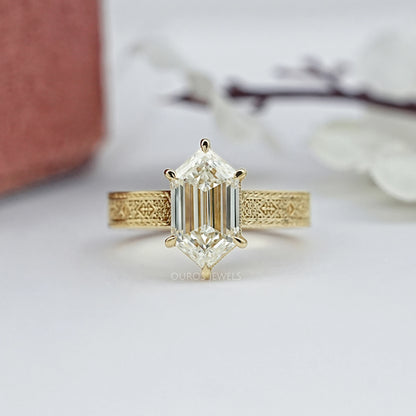 Step Cut Dutch Marquise Lab Diamond Engraving Band Ring