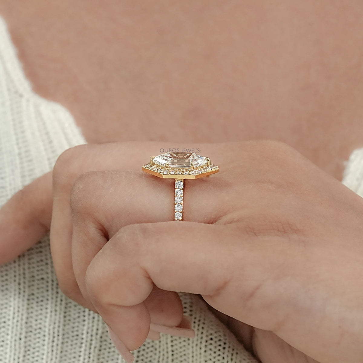 Step Cut Dutch Marquise Diamond Halo Accent Ring (Copy) Ring
