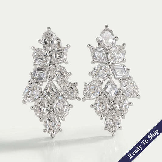 Step Cut Moval And Lonzenge Cut Lab Diamond Earrings Earrings