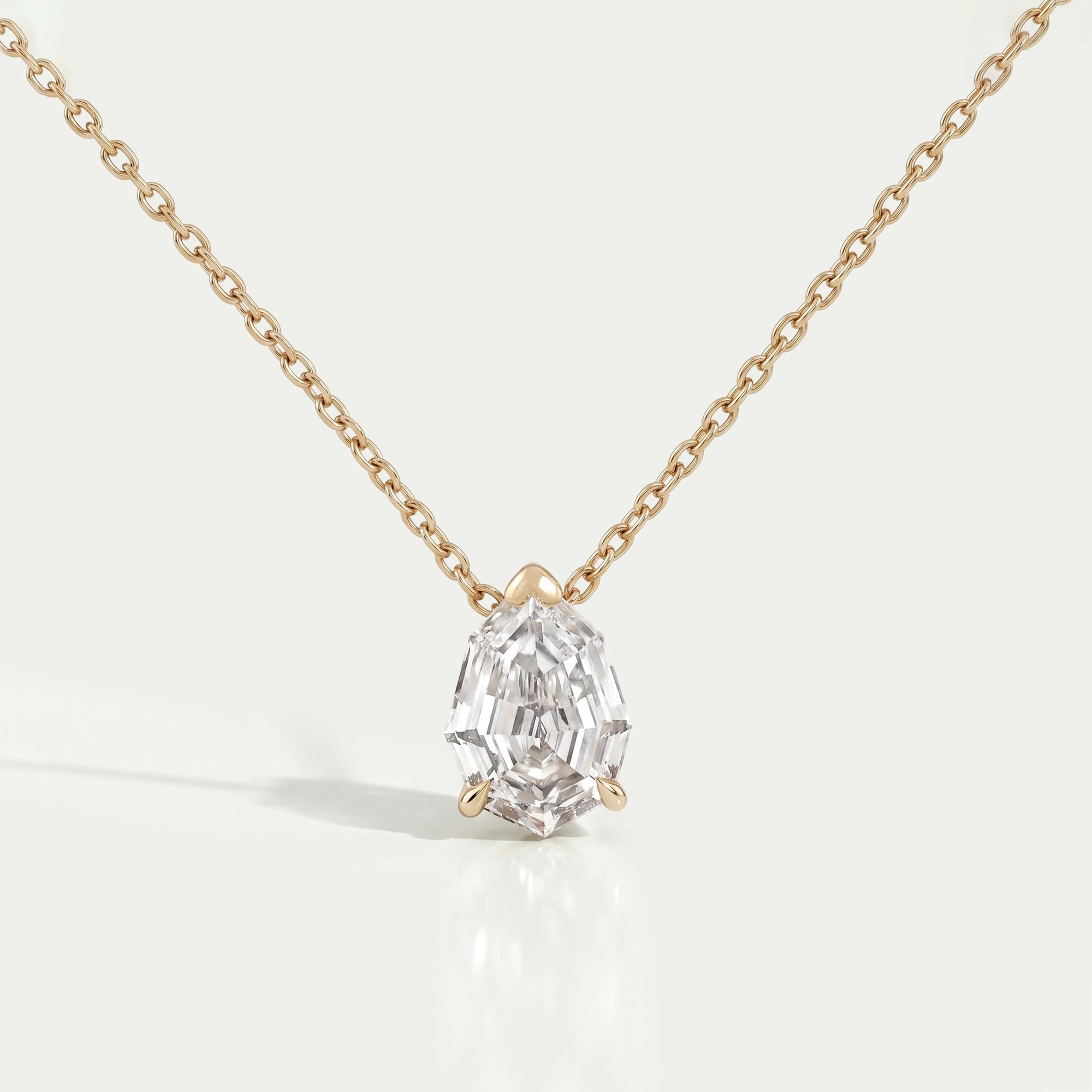Step Cut Pear Solitaire Diamond Pendant