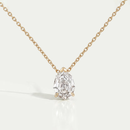 Step Cut Pear Solitaire Diamond Pendant