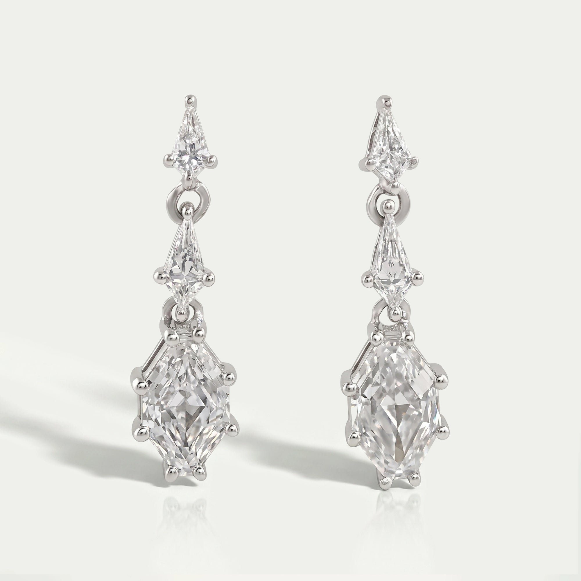 Step Cut Shield Diamond Drop & Dangle Earrings 