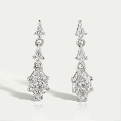 Step Cut Shield Diamond Drop & Dangle Earrings 