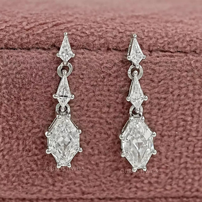 Step Cut Shield Diamond Drop & Dangle Earrings 