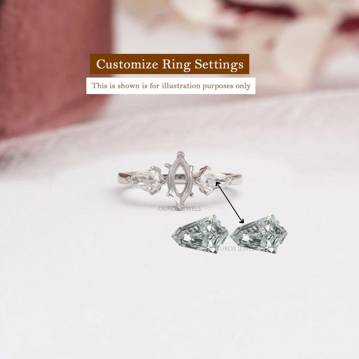 Step Cut Shield Lab Cretaed Diamond Pair