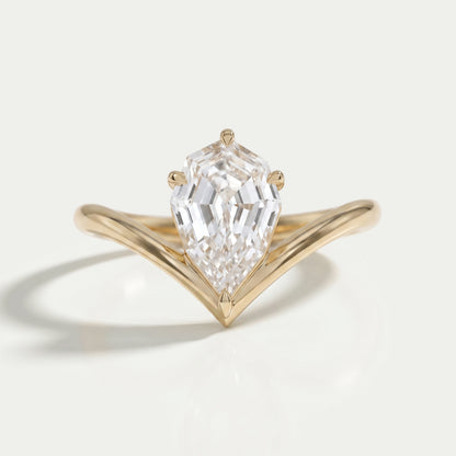 Step Cut Pear Cut Curved Solitaire Engagement Ring