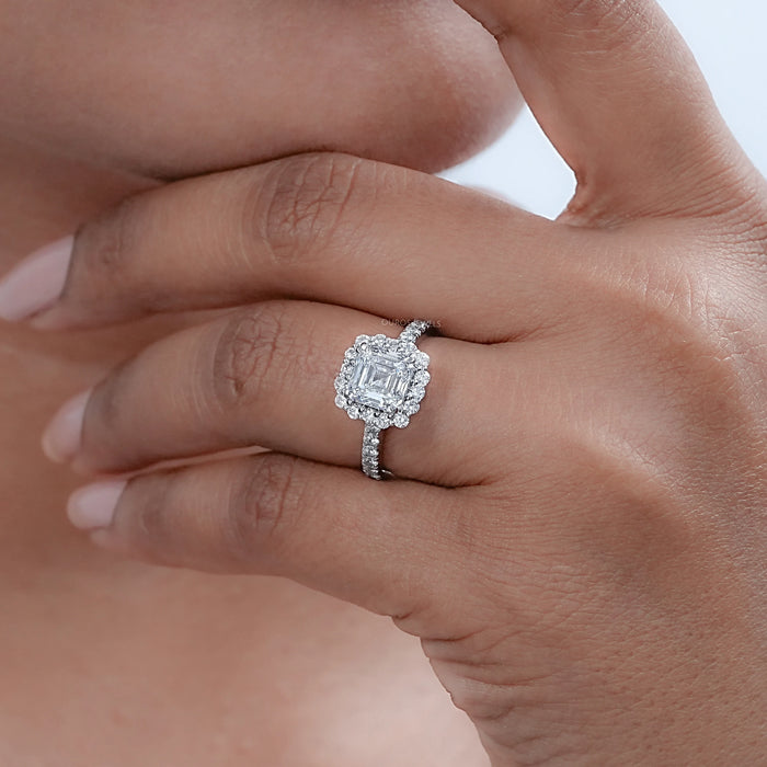 Asscher Cut Lab Diamond Halo Engagement Ring