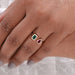 bezel set gemstone open cuff ring 