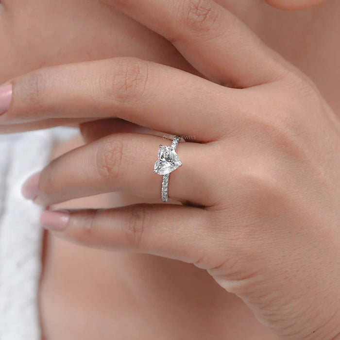 Certified Heart Shaped Diamond Solitaire Accent Ring