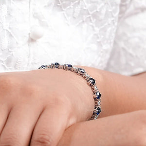 Alternating Cushion Sapphire and Diamond Link Bracelet