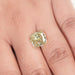 Modified Cushion Cut Yellow Diamond on Hand 