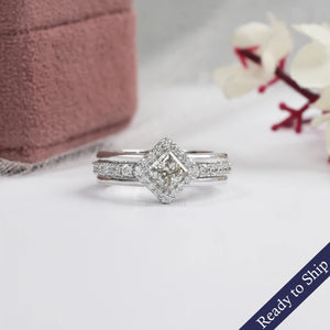 Princess Cut Halo With Accent Lab Diamond Ring