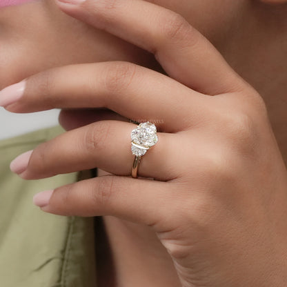 Oval Cut Three Stone Lab Grown Diamond Engagement Ring