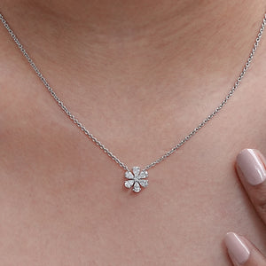 Round And Pear Cut Diamond Floral Pendant