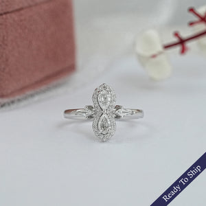 Two Stone  Step Cut Pear Lab Diamond  Ring