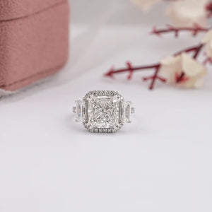 Three Stone Square Diamond Ring