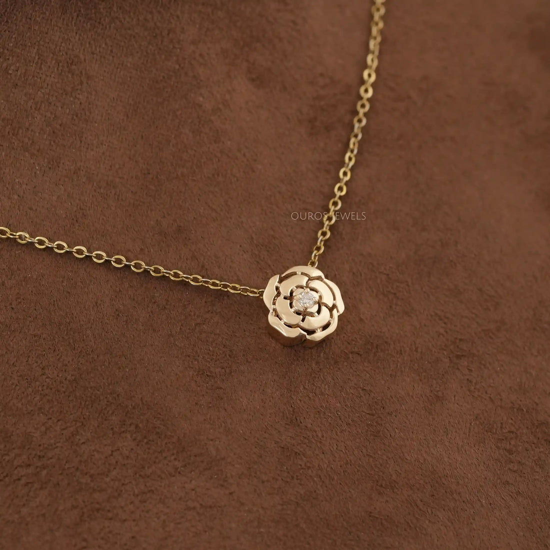 Chanel Camellia Flower Round Diamond Necklace Necklaces
