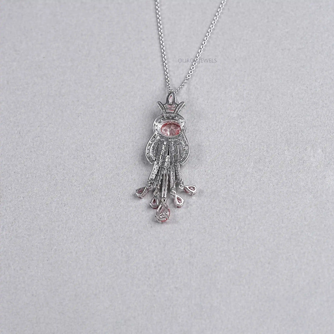 Pink Oval Cut Lab Diamond Pendant Necklace Necklaces