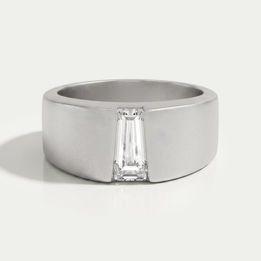 Tapered Baguette Cut Solitaire Men's Ring