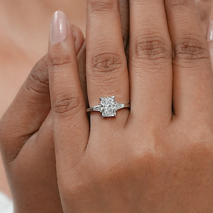 3 Stone Radiant Cut Diamond Engagement Ring