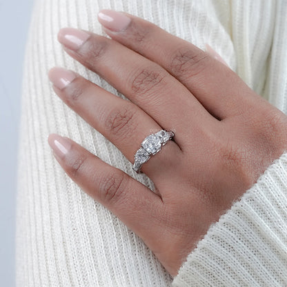 Square Cushion Lab Diamond Five Stone Engagement Ring