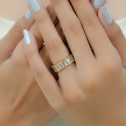 Tappered Baguette Diamond Zic Zac Bezel Set Eternity Band