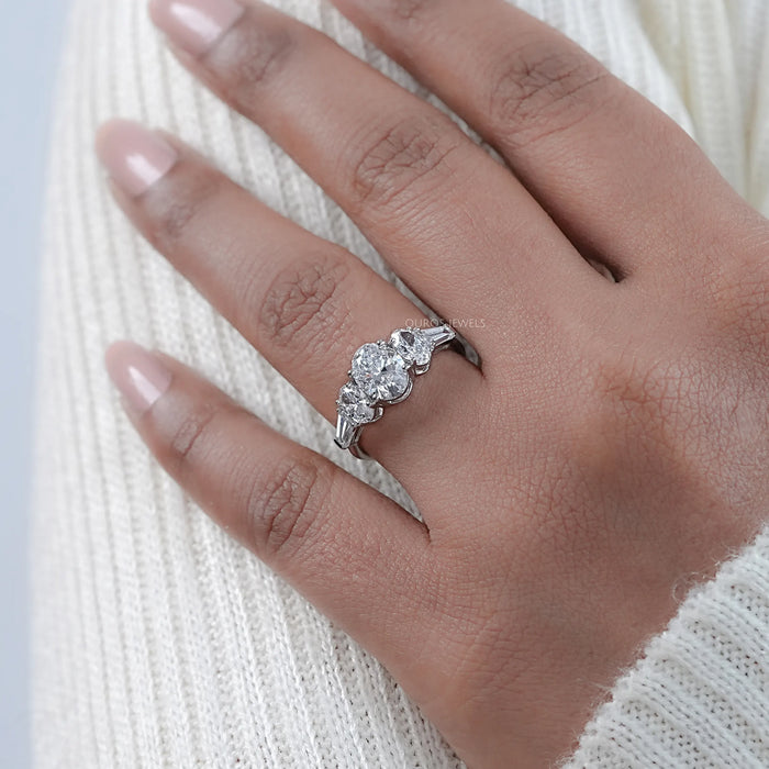 Five Stone Oval Lab Diamond Engagement Ring