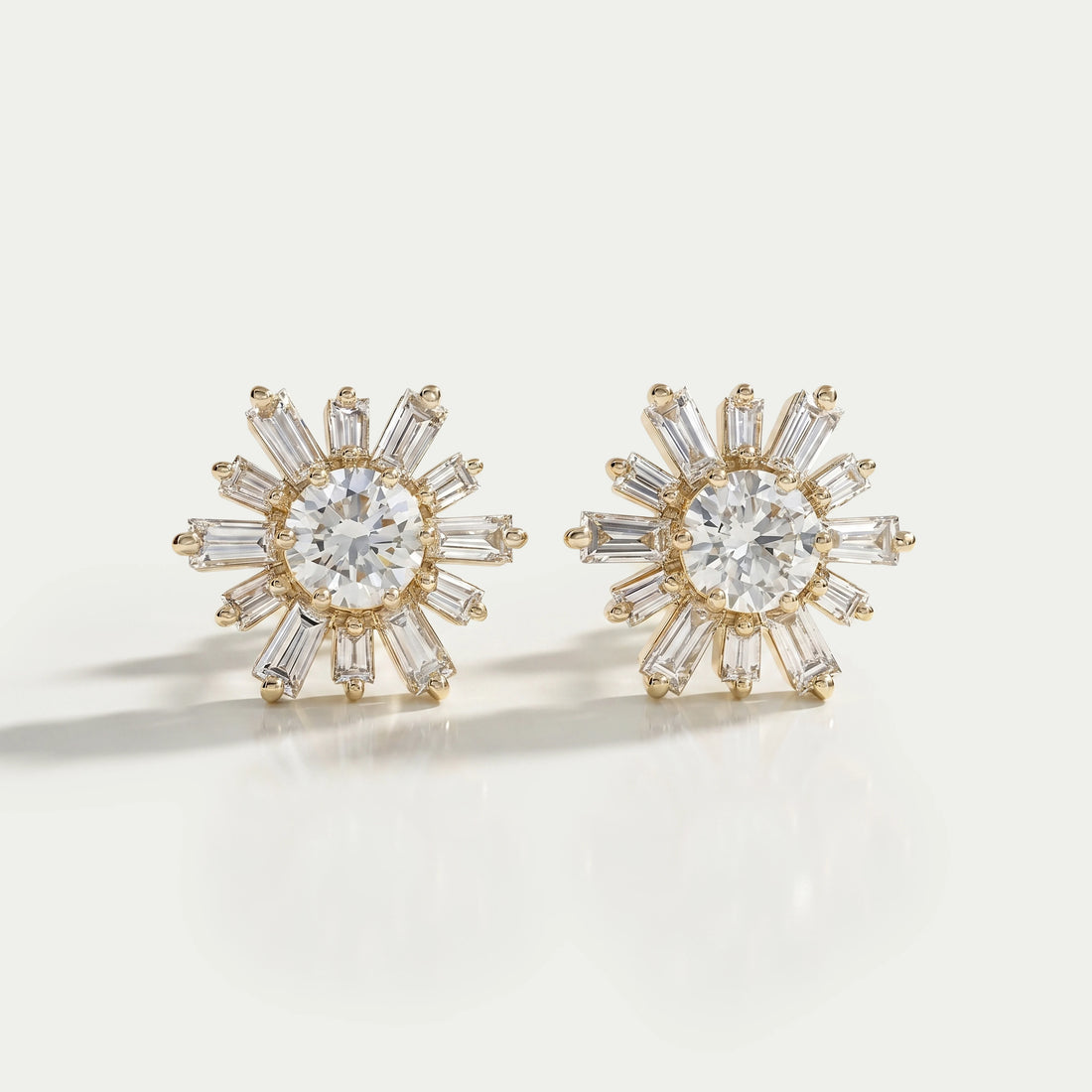 Round & Tapered Baguette Diamond Stud Earrings Earring