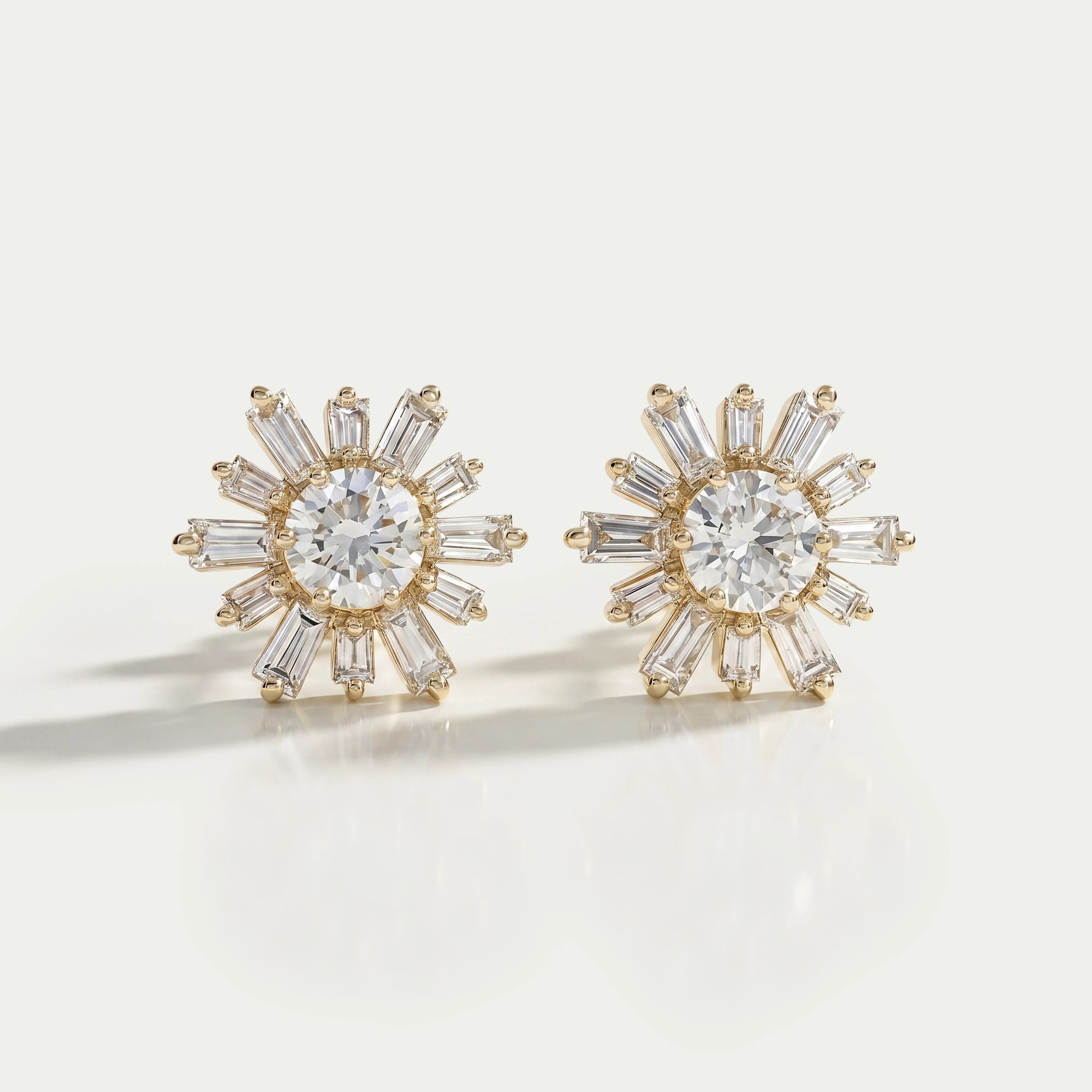 Round & Tapered Baguette Diamond Stud Earrings Earring
