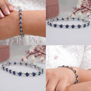 Alternating Cushion Sapphire and Diamond Link Bracelet