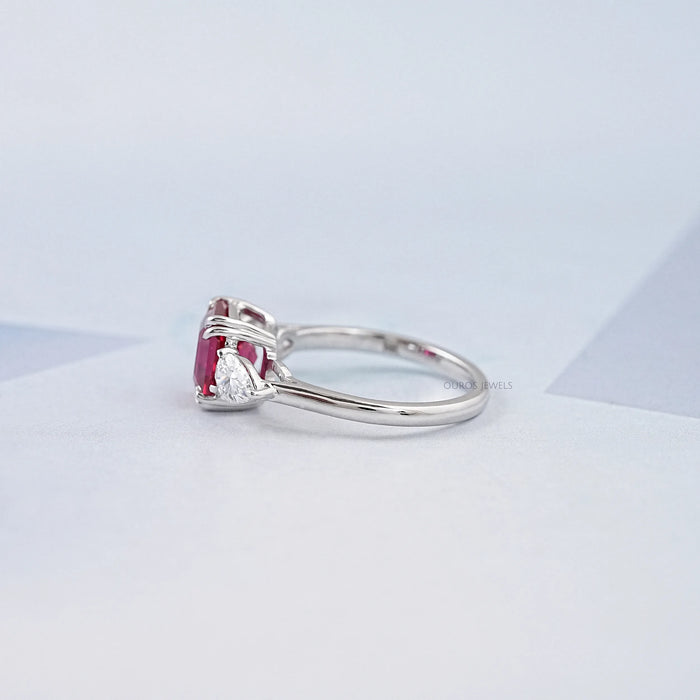 Ruby And Diamond Three Stone Ring