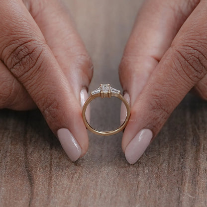 Baguette and Tapared Baguette Lab Diamond Three Stone Ring Rings