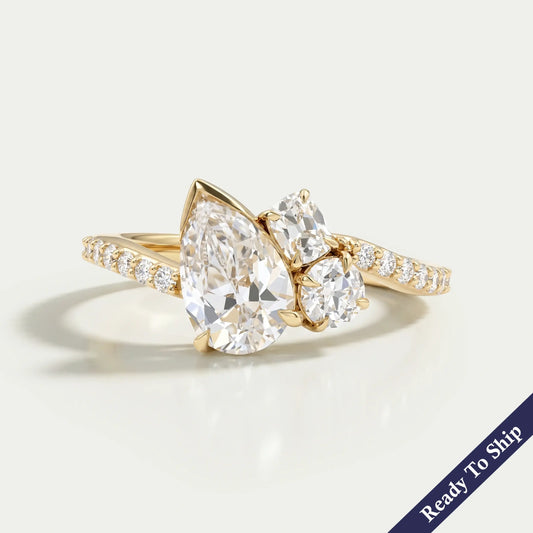 Three Stone Accent Set Bypass Ring