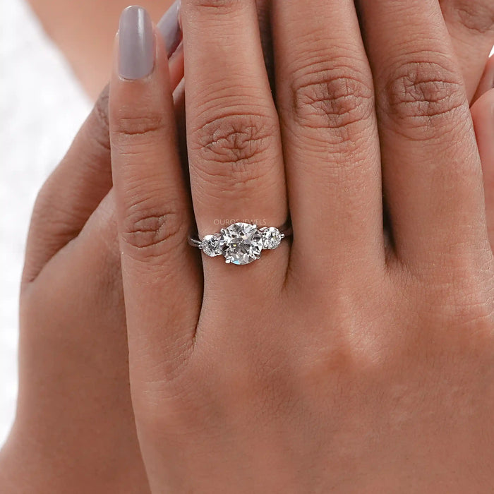 3 Stone Old European Round Diamond Engagement Ring