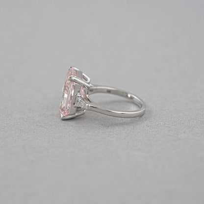 Pink Radiant Cut Lab Diamond Three Stone Ring Ring