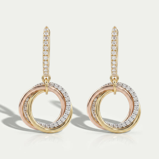 Round Lab Diamond Trinity Hoop Dangle Earrings Earring