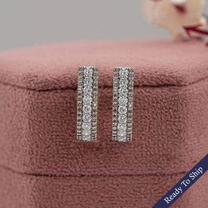 Fancy Brown Round Diamond Bar Earrings