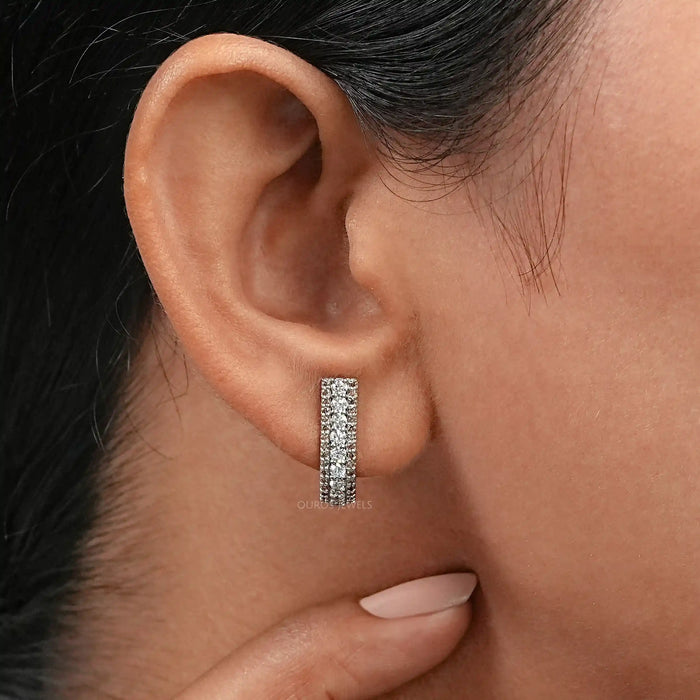 Fancy Brown Round Diamond Bar Earrings