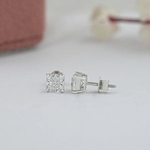 Cushion Cut Lab Diamond Solitaire Stud