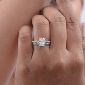 Cushion Cut Lab Grown Diamond Two-Piece Ring Set