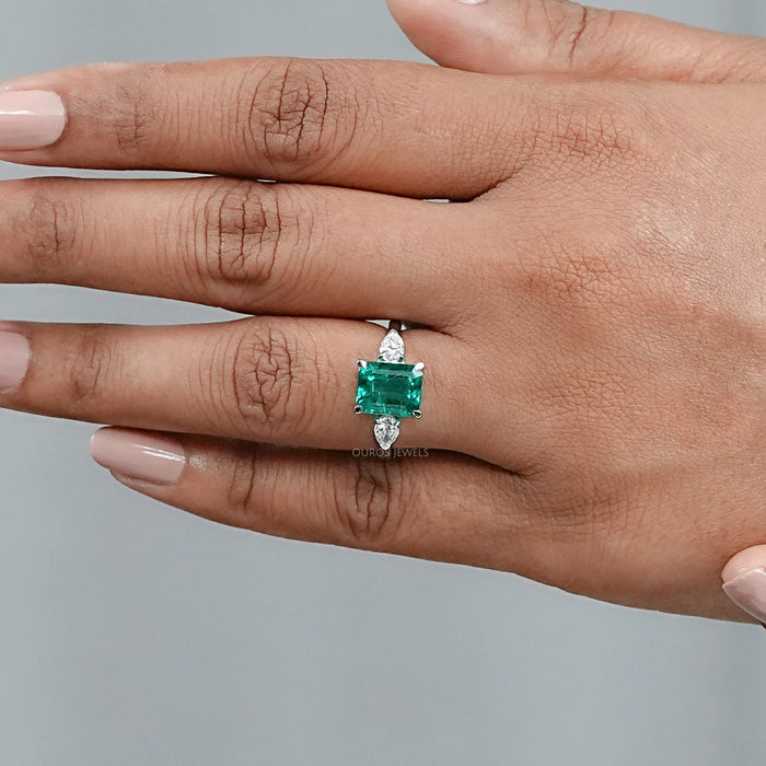 Emerald Gemstone Three Stone Ring