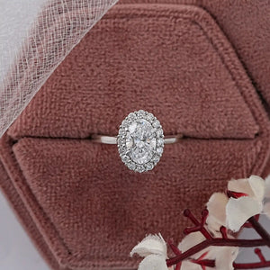 Oval Lab Grown Diamond Halo Promise Ring