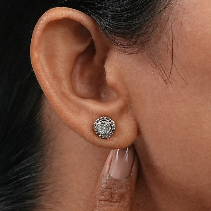 Pave Set Diamond Cluster Stud Earrings