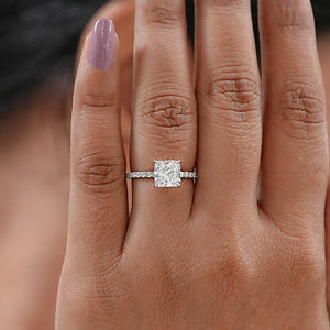 Square Radiant Lab Diamond Solitaire Accent Ring