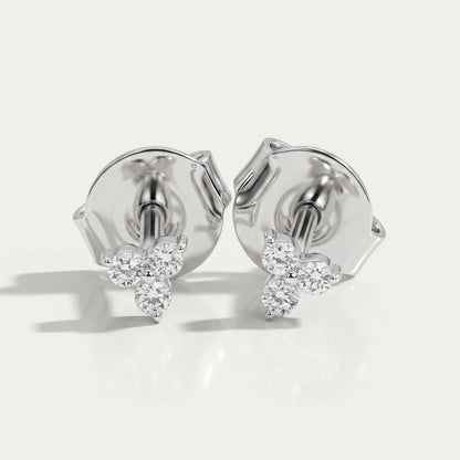Tiny Trinity Round Lab Diamond Stud Earrings Earring