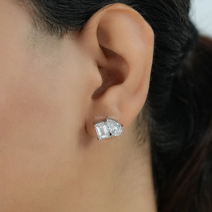 Pear and Emerald Lab Diamond Toi Et Moi Stud