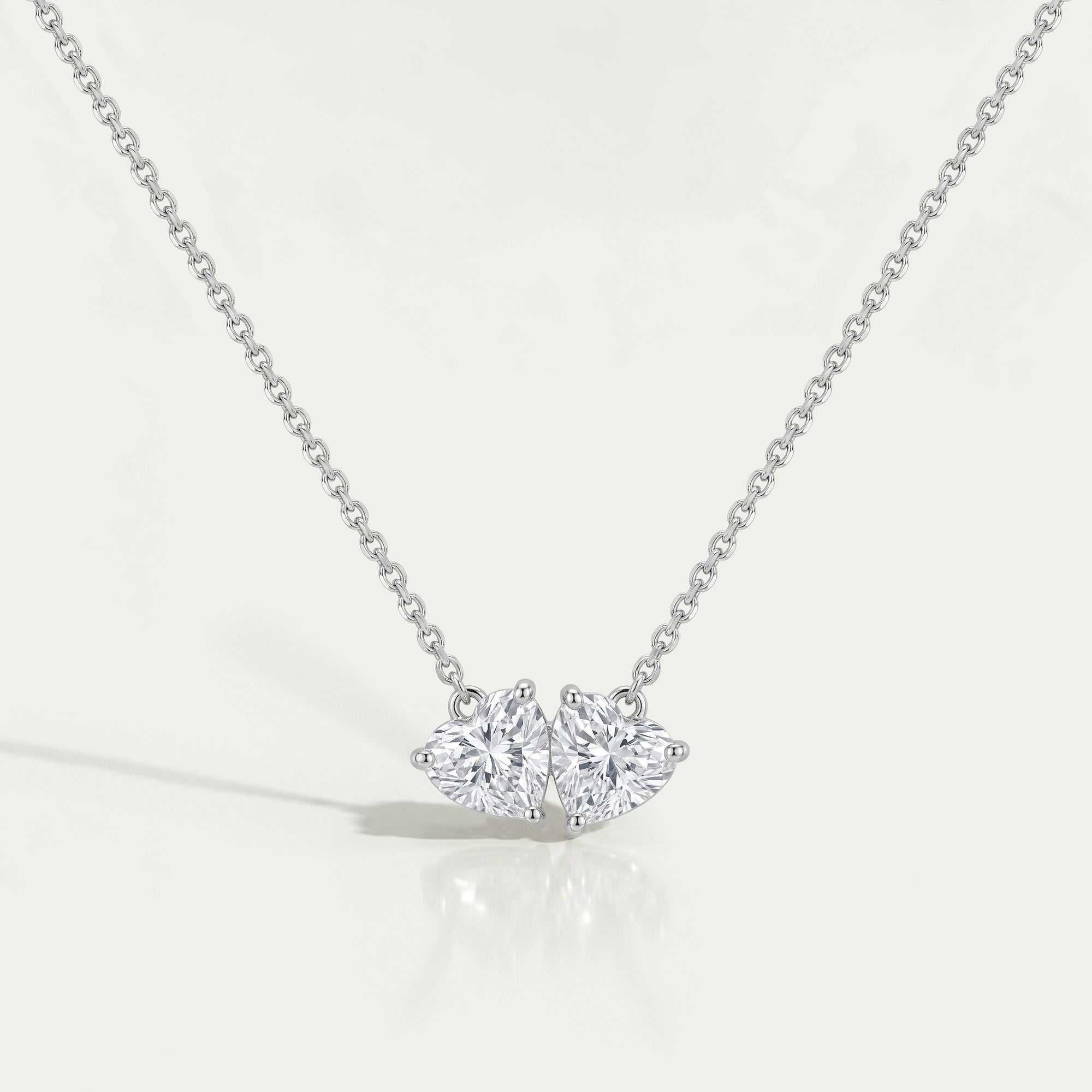 Heart Cut Lab Diamond Toi Et Moi Pendant Necklaces