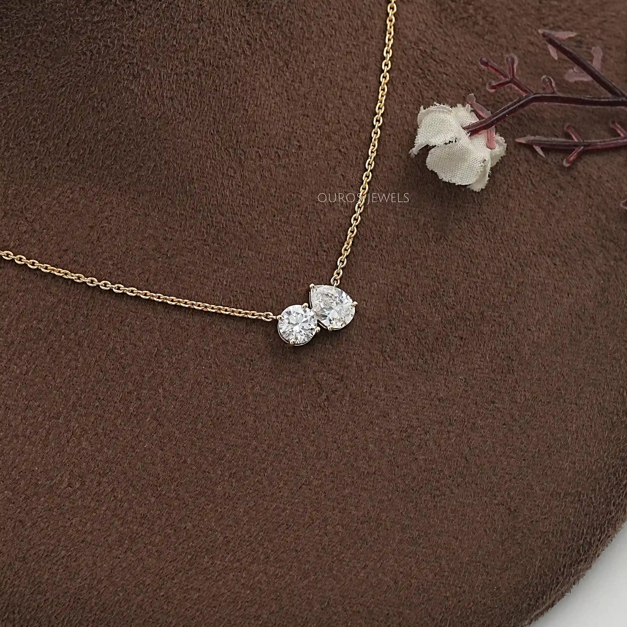 Pear And Round Diamond Toi Moi Pendant Necklaces