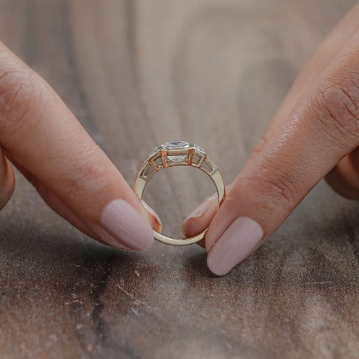 Five Stone Asscher And Trapezoid Diamond Bezel Set Ring Rings